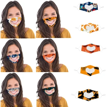 

50/100PCS Halloween Mouth Face Masks Design Protection Transparent Mouth Cosplay Props Reusable Guard For Men Women mascarillas