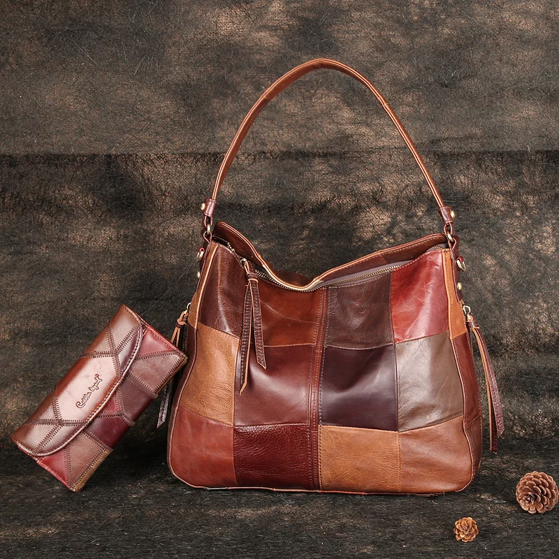 Vintage New womens lady handbag Leather purse tote shoulder bag Composite Bags 