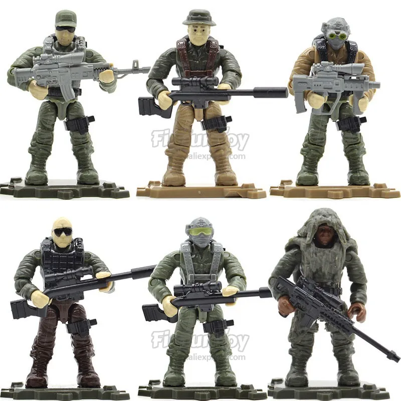 XJ999(6figs) Набор для игры, армейские солдатики, Военная серия с оружием, вызов, телескоп, строительные блоки, кирпичи, игрушки для детей - Цвет: XJ999(6figs)