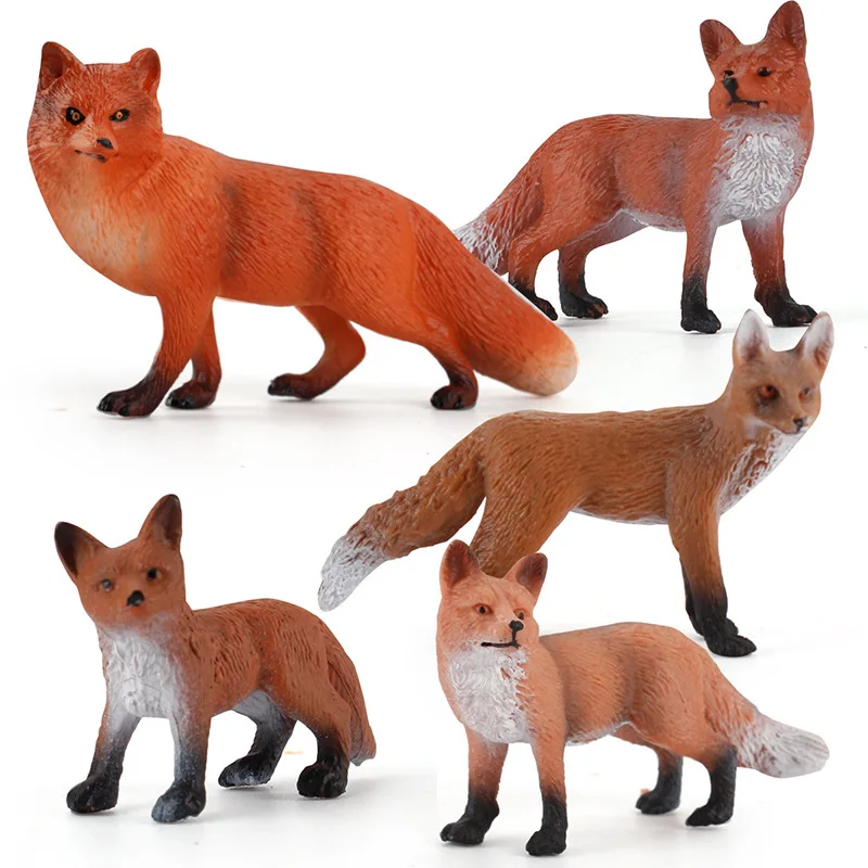 7 Foxes Fox Toy Figures Set Includes Arctic Fox & Red Foxes Figurines Cake Toppers 