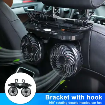 

12V 2 Gear Multi-Functional Cigarette Ignition Car Double-Head Electric Fan Bracket Truck Mini Desk Fan 360 Degree Rotatable