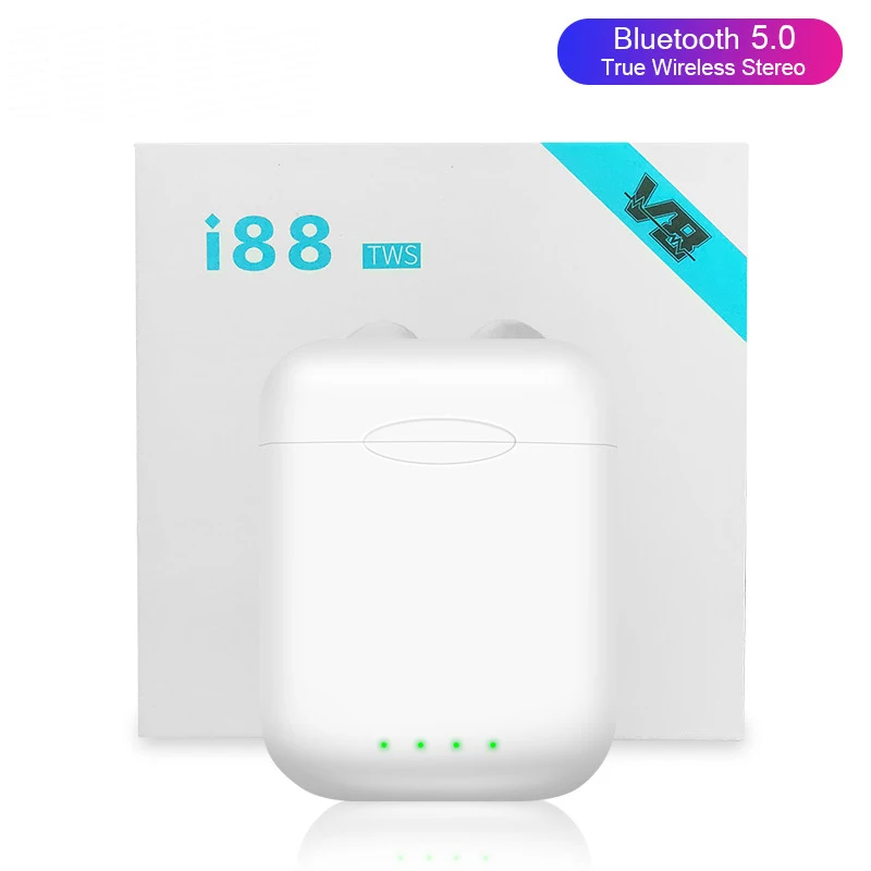 Беспроводные наушники i88 tws Bluetooth 5,0 наушники с сенсорным управлением для iPhone Xiaomi airdot PK i10 i12 tws i30 i60 гарнитура наушники - Цвет: Белый