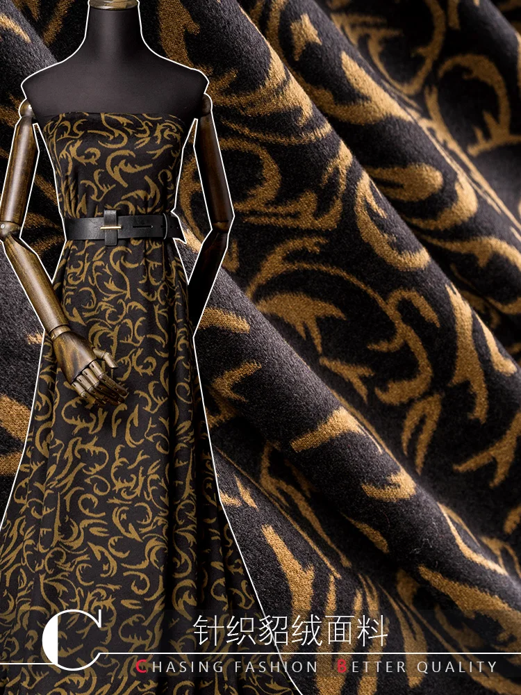 НОВАЯ Трикотажная бархатная ткань осень и зима шерсть жаккард Топ Платье бархатная ткань Высококачественная модная одежда