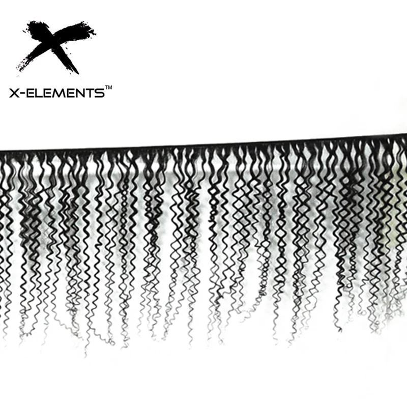 X-Elements Human Hair Bundles Kinky Curly Hair Weaves Non-Remy Malaysia Natural Color Hair Extensions 8\