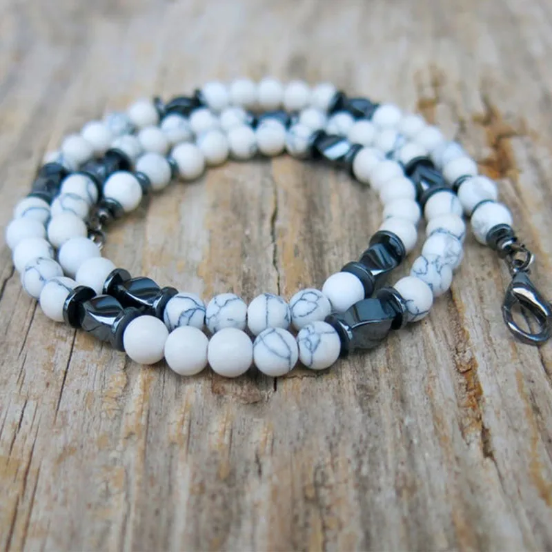 Hematite Necklace Mens Beaded Necklace for Him Black Lava Stone Necklace Jewelry Gift For Boyfriend Black Necklace - Image 5