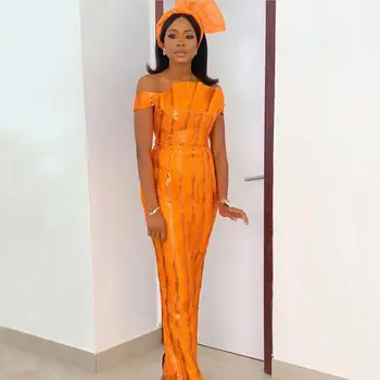 

Lace with Sequins Diamante with Embroidered Mesh Flat Embroidery Fabric Latest African Fashion Designs Wedding Dress AMY2635B