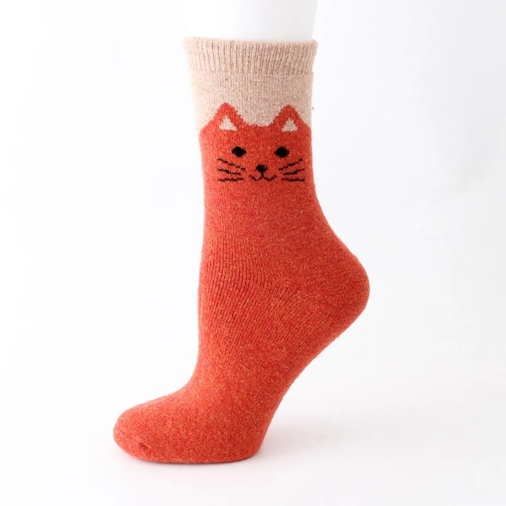 Модные женские Носки с рисунком кота из мультфильма; забавные удобные носки на осень и зиму; креативные теплые хлопковые вечерние носки на Хэллоуин;#4