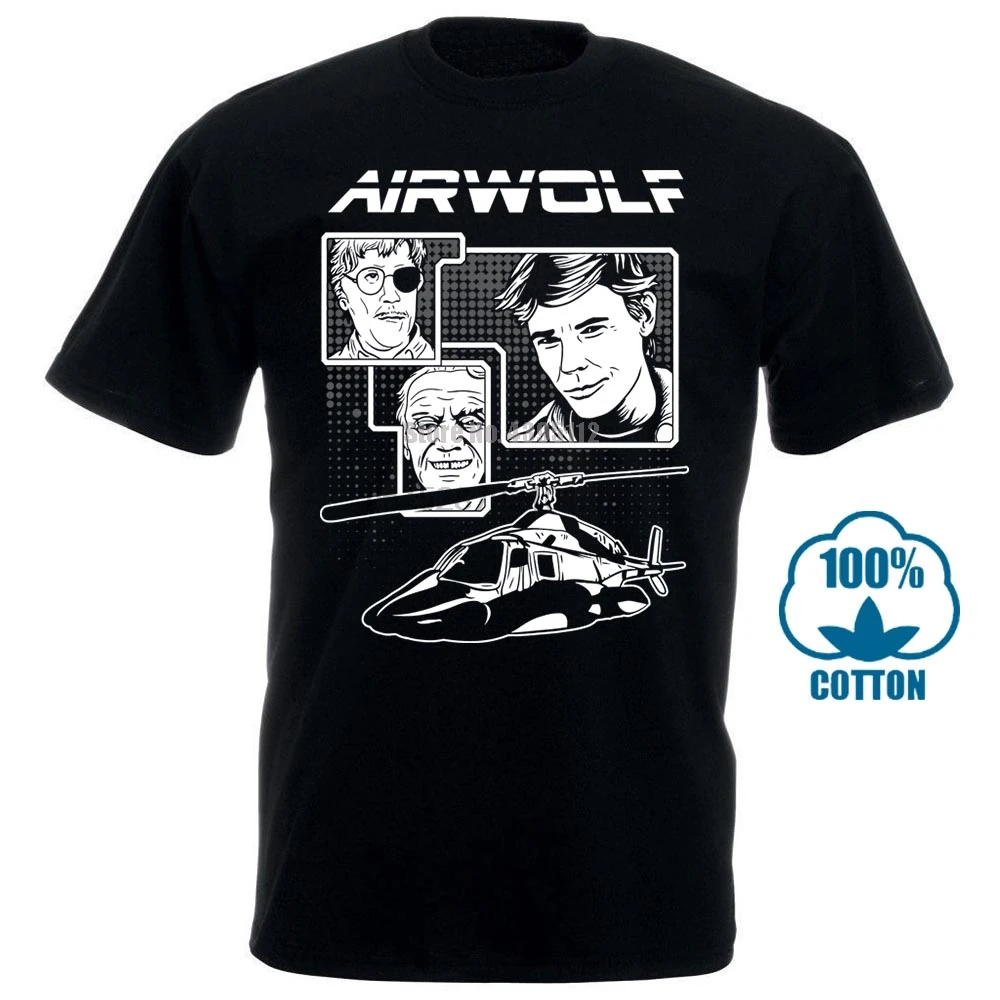 Airwolf нашивка Chopper Santini Hawke 80 S ТВ Винтаж серии Классическая Футболка черный |