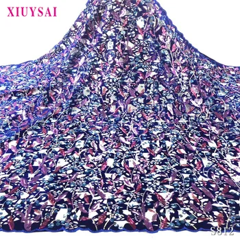 

2020 African Mesh Velvet Lace Fabric With Sequins French Tulle Lace Fabric Embroiderey For Nigerian Evening Dress SK812