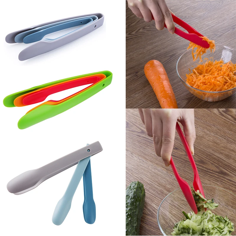 HIFUAR 3Pcs Plastic Kitchen Tongs Cooking Tongs For Barbecue Salad