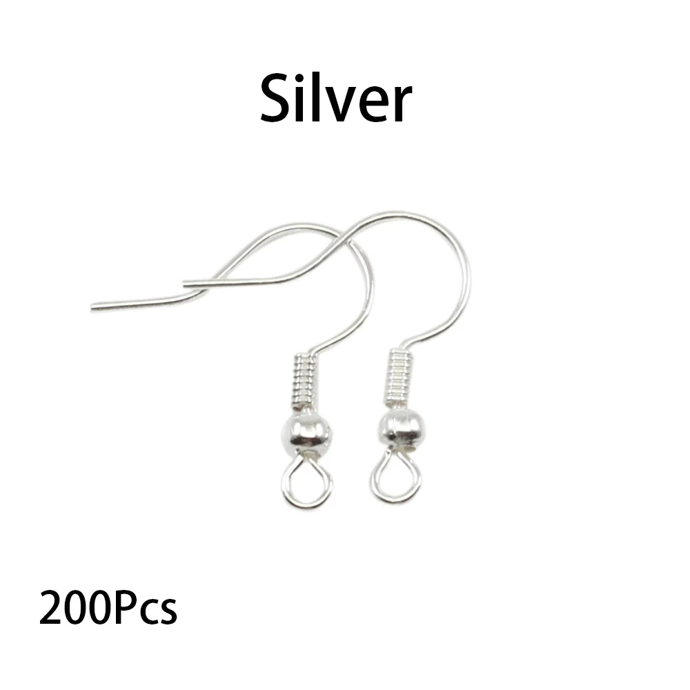 200pcs/lot 20x17mm Earring Findings Ear Clasps Hooks Fittings DIY Jewelry Making Accessories Iron Hook Ear wire Jewelry Supplies - Цвет: Silver