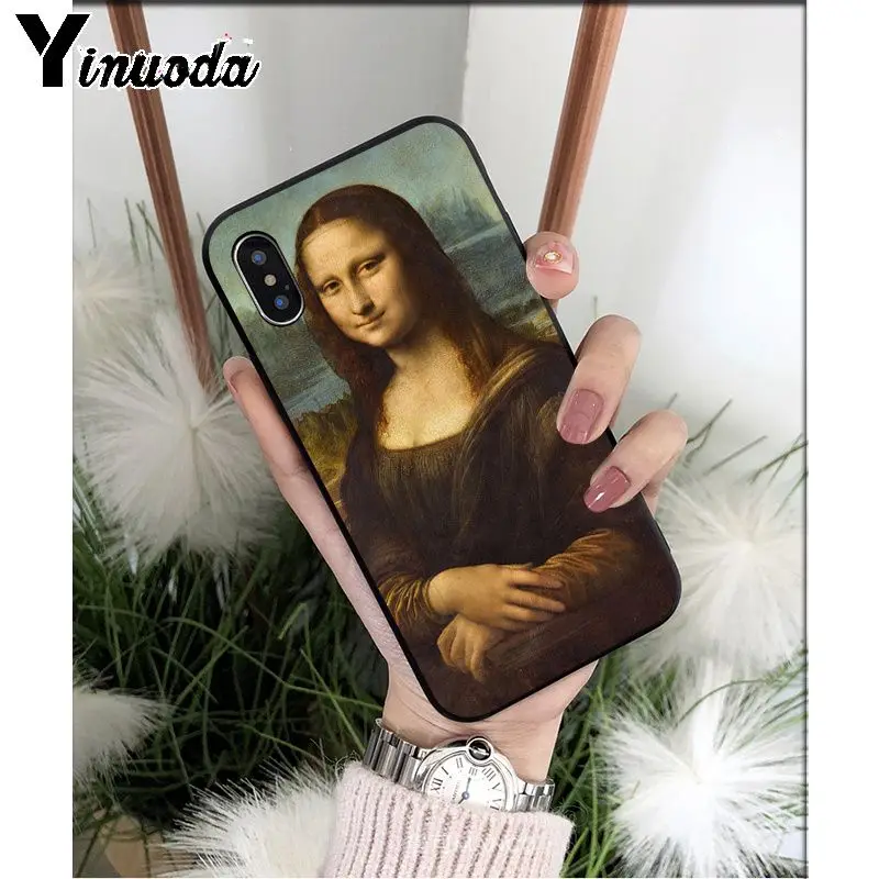 Yinuoda Забавный чехол для телефона Mona Lisa Pet Cat TPU мягкий черный чехол для iphone 8 7 6 6S Plus 5 5S SE XR X XS MAX Coque Shell - Цвет: A15