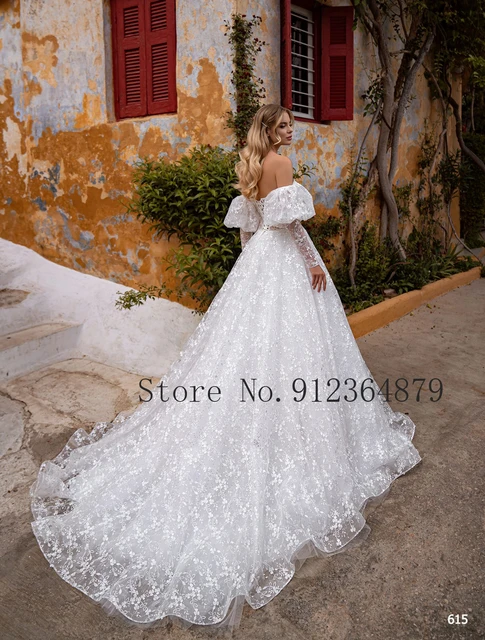 Bohemian Wedding Dresses Princess Juliet Sleeves Long Off the Shoulder  Pleated Chiffon A Line Boho Bridal Gowns Custom Size
