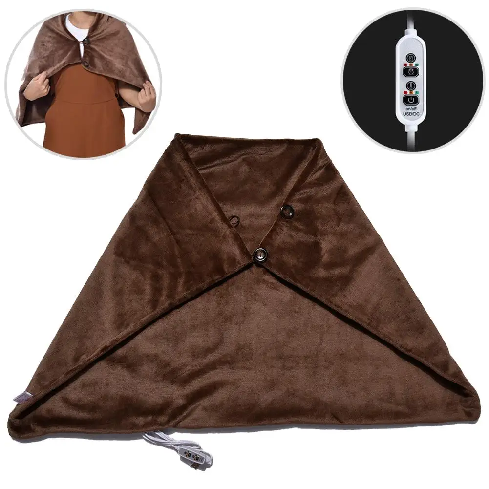 USB с подогревом шаль электрическое отопление плечо одеяло для использования в офисе и диване - Цвет: Brown
