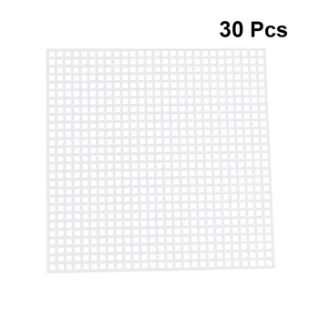

30PCS DIY Cross Stitch Plastic Meshes Cloth Woven Mesh Sheet DLY Plastic Mesh Grids Manual DIY Mesh Piece for DIY Use White Size