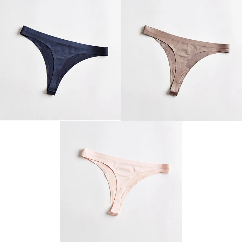 blue coffee pink Женское нижнее белье, сексуальные шелковые бесшовные спортивные бесшовные трусики, женские стринги, нижнее белье, кюлоты, трусы с низкой талией, 3 шт., Aofeiqike - Цвет: blue coffee pink