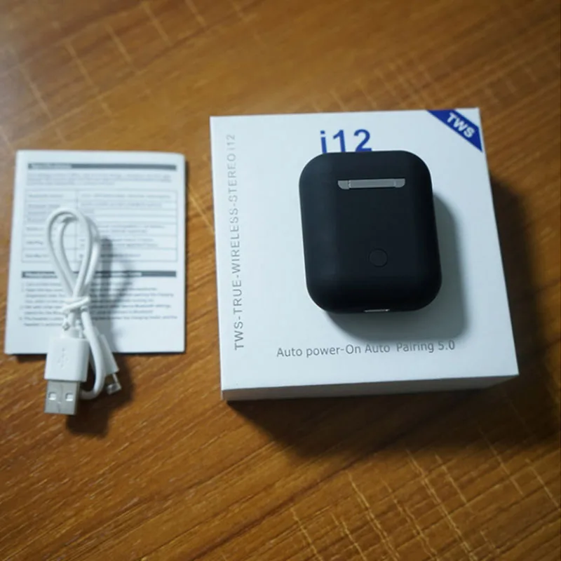 Matte Black i12 C Auriculares i12 TWS auriculares Bluetooth 5,0 мини auriculares с управлением для телефона intelige - Цвет: Matte Black i12 C