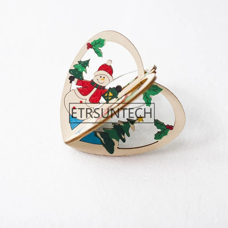 100pcs Wooden Hanging Christmas Decoration Xma Tree Pendant Santa Claus Snowflake Toy For Home Party Supplies