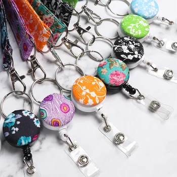 

1 PC Fashion Retractable Hanging Rope Printed Fabric Lanyard Badge ID Card Holder Neck Strap Clip Mobile Phone Neck Straps