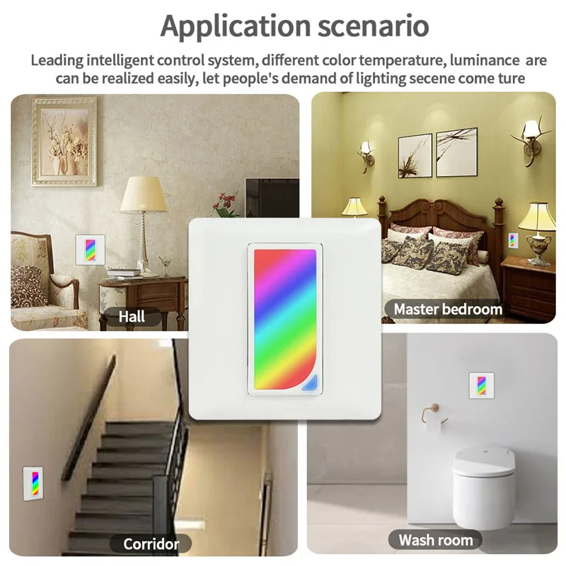 Wifi Smart Switch Home Light Dimmer Switch LED RGB Scene 1200 Colors Light Switch Compatible with Smart Life Tuya Google Alexa