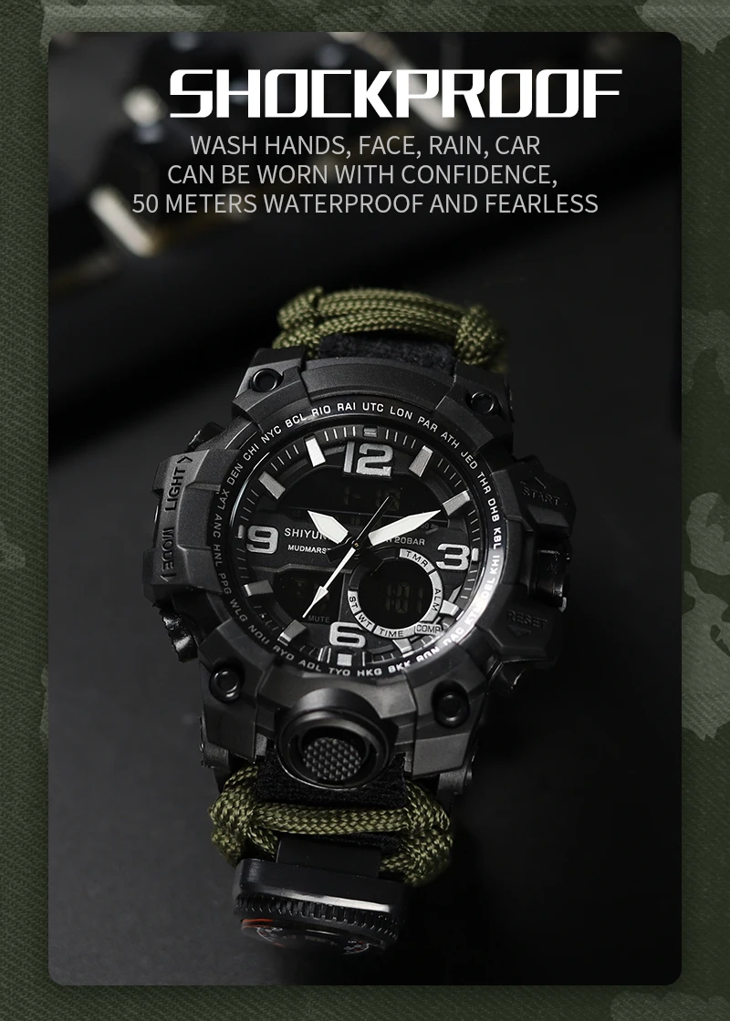 SHIYUNME Military Digital Watch Men Waterproof Outdoor Sport Men Watches Compass Electronic Chronograph relogio masculino