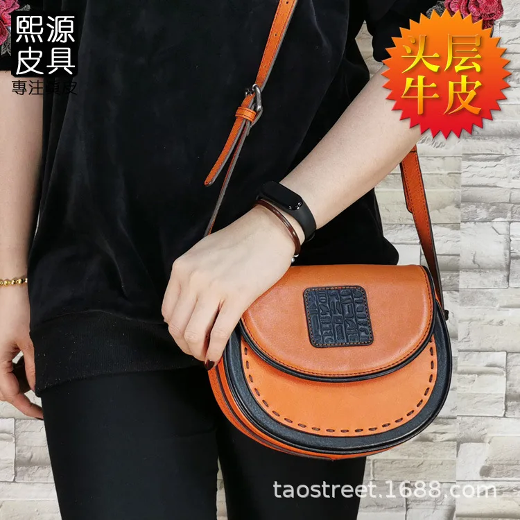 

Origional Handmade WOMEN'S Leather Bags Retro Full-grain Leather Skeleton-skin Crossbody Bag