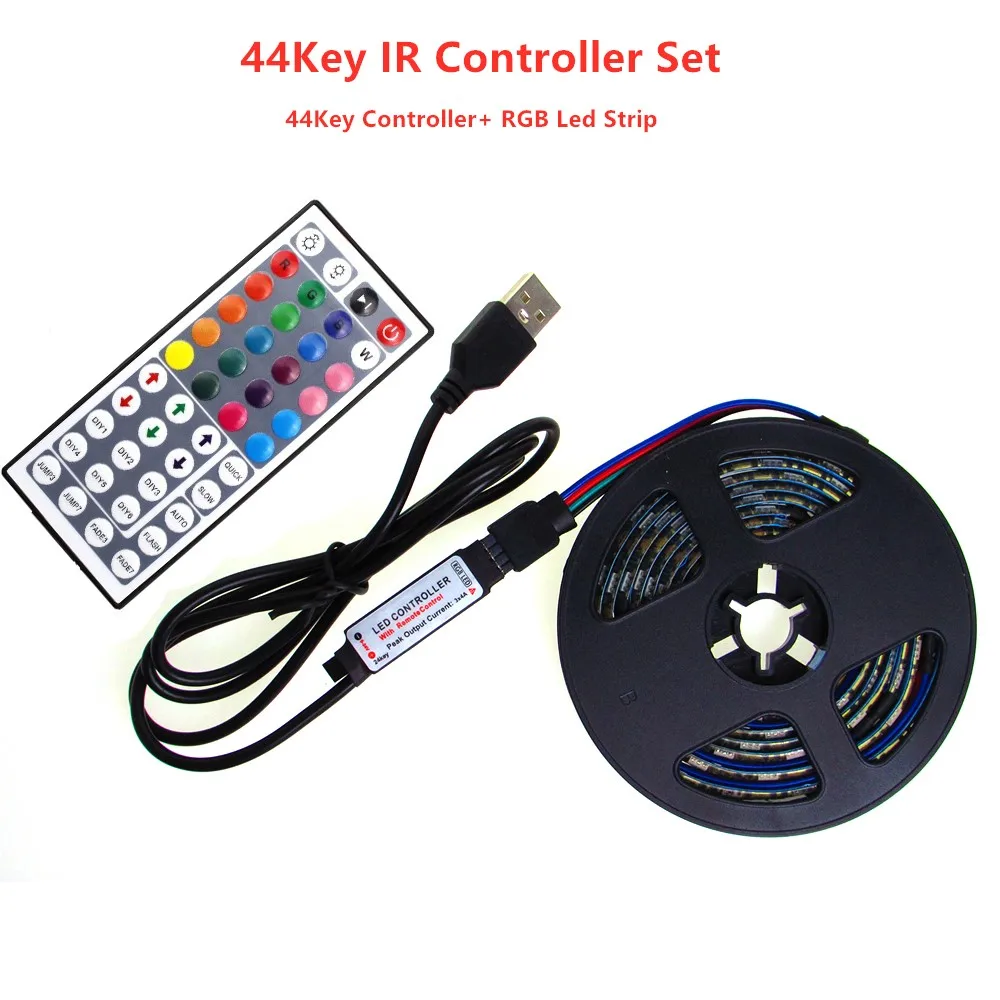 

Neon USB LED Tape Strip Light RGB 5V PC SMD 5050 LedStrip 5 V RGB Led Strip 5 V Volt Tape Lamp TV Backlight With 44Key Controler