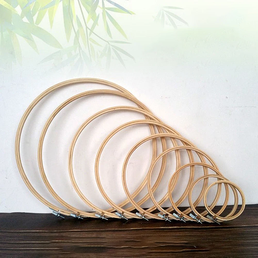 1pc10-40cm Mini Wood Embroidery Hoop Stitch Bamboo Hoop Kit Ring Embroidery  Cross Frame Large Sewing Tools Accessories Decor