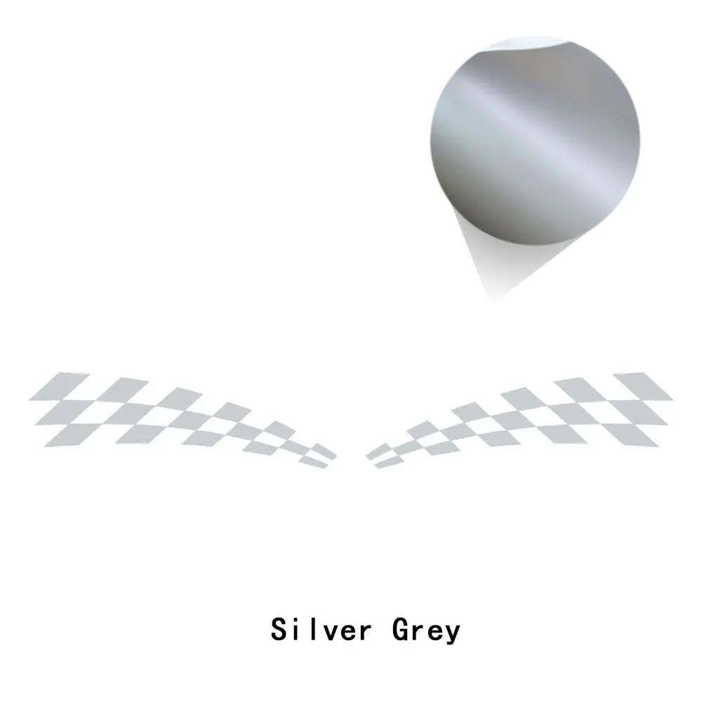 2 шт. клетчатый флаг, Стайлинг, автомобильная дверь, боковые полосы, наклейка, тело, наклейка для MINI Cooper S R56 2206-2013 JCW One Аксессуары - Название цвета: silver gray