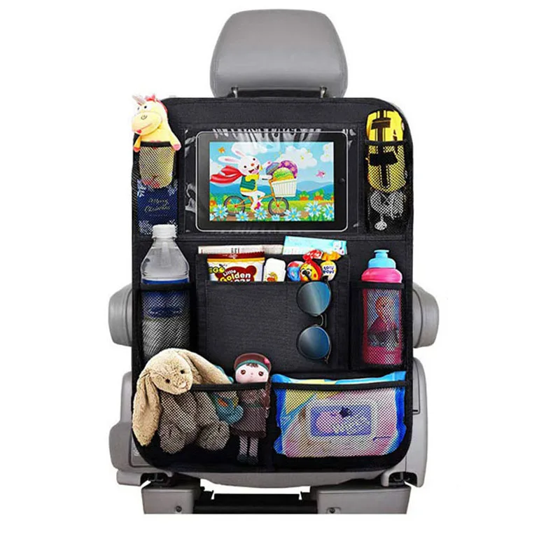Backseat Organizer Kick Mats for Kids Travel Accessories AZAMIA Back Seat Car Organizers and Storage for Kids with Touch Screen Tablet Holder Car Backseat Organizer 2 Packs 9 Storage Pockets 