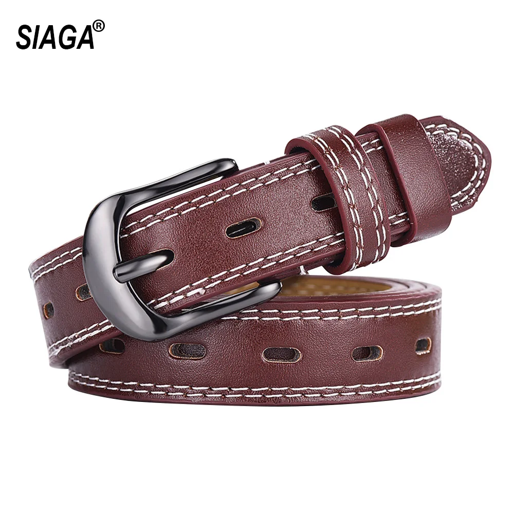 2022 Ladies Fashion Genuine Leather Belts Zinc Alloy Buckle Metal Belt Female Jeans Accessories Clothing 2.5cm Width FCO276