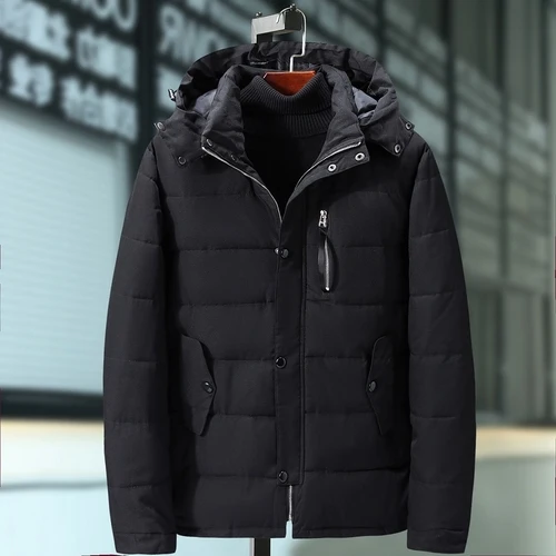 New Arrival Top Polyester Thick Mens Winter Jackets Casacos Winter Large Size Coat To Increase Pad Jacket Middle-aged Warm - Цвет: Черный