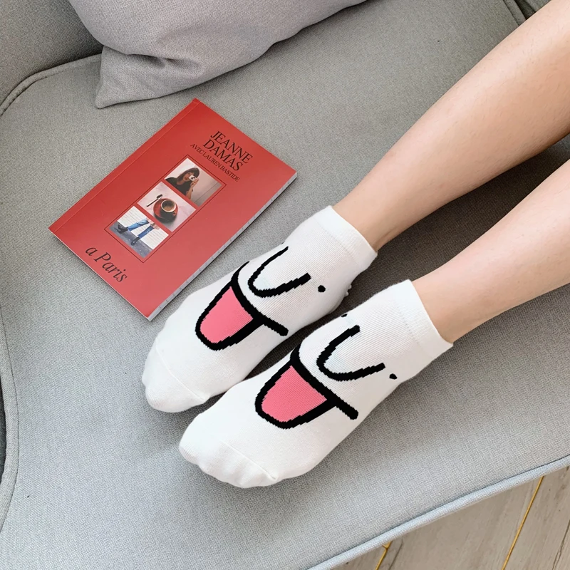 

1 Pairs/Pack Expression Women Socks Candy Color 100 Cotton Ankle Funny Socks Dropship Supplie