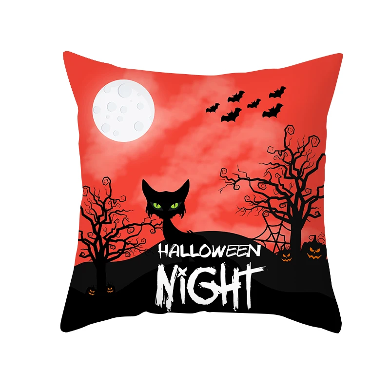 

Halloween Pillow Covers 18x18, Funny Letter Print Decorative Square Pillowcases with Pumpkin Ghost Bat Pattern 6 Styles
