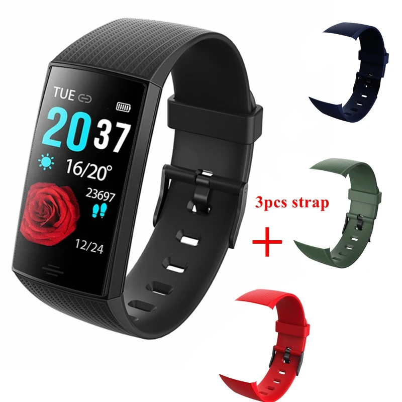 Black add 3 strap LYKRY, умный браслет, фитнес-трекер, 1,14, ips экран, пульсометр, кровяное давление, кислород, мониторинг сна, водонепроницаемые спортивные часы - Цвет: Black add 3 strap