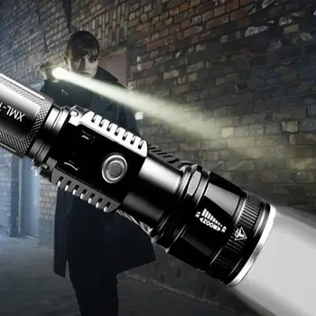 

18650 Black Zoom Flashlight Telescopic Torch Portable Climbing Hiking Hand Light SuperBright Durable Phone Charger Camping