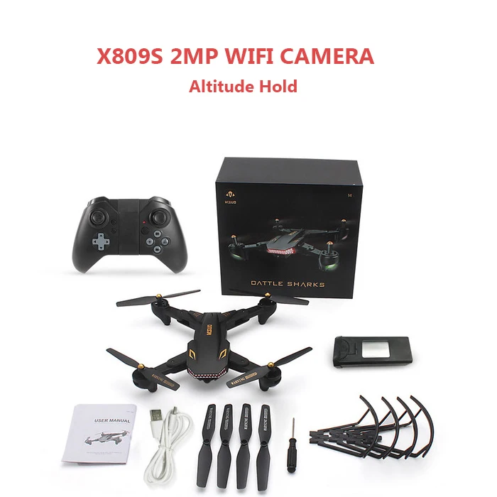 XS809S Радиоуправляемый Дрон Wi-Fi FPV селфи камера высота удерживайте складной Безголовый режим один ключ возврат 3D флип Квадрокоптер - Цвет: Black
