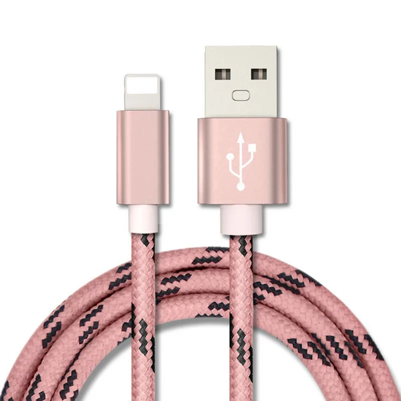 USB кабель для быстрой зарядки 3 А для iPhone x, зарядный кабель для iPhone 8, 7, 6, 6 S, 5, 5S, plus, USB кабель для передачи данных, телефонный шнур, адаптер - Цвет: Rose Gold