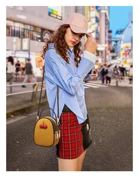 

Red Cherry Shaped PU Leather Chain Shoulder Bag Fruit style Mini Phone Money Pouch Crossbody Bags Handbag for Women