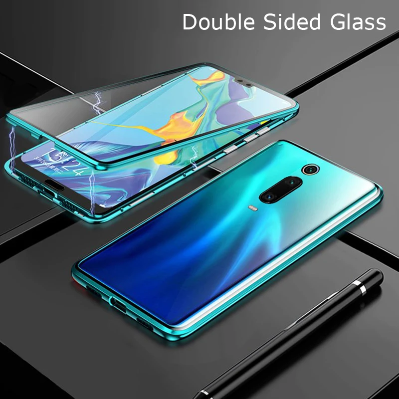 Двухстороннее защитное стекло с магнитной абсорбцией 360 для Xiaomi mi 9T 9TPro чехол для телефона полное покрытие Xiao mi 9T mi 9T Pro mi 9TPro Fundas - Цвет: Green