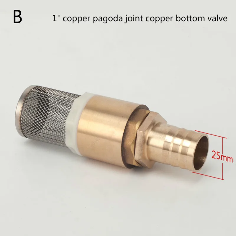 1/2" 3/4" 1" Brass Check Valve With Mesh Strainer Filter Bottom Valve Foot Valve Non-return Valve Pagoda connector female thread