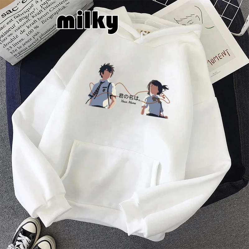 

Hot Japanese Anime Movies Your Name Print Hoodie Womens Clothes Woman Oversize O-Neck Loose Sweatshirt Cute Hoodied Sweatshirts