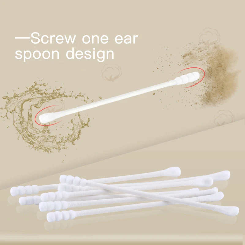Baby Cotton Swab 400/box Newborn Ear Nose Cleaning Paper Stick Double-headed Thin Shaft Soft Cotton Swab Tampons Baby Care Tools