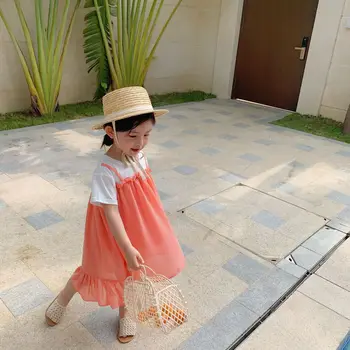 

2020 Korea Style Baby Girls Patchwork Dress Summer Kids Girls Dresses 1-6 Years