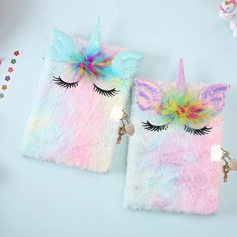 Carnet De Notes Portable En Peluche Pour Filles - Mini Journal Avec Porte-clés, 12x9 Cm - Pages Vierges