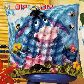 

LADIY Cross Stitch Pillow Case Cartoon Cushions Home Decor Cross-Stitch Kits Princess Roses Decorative Cushion Cover Needlework
