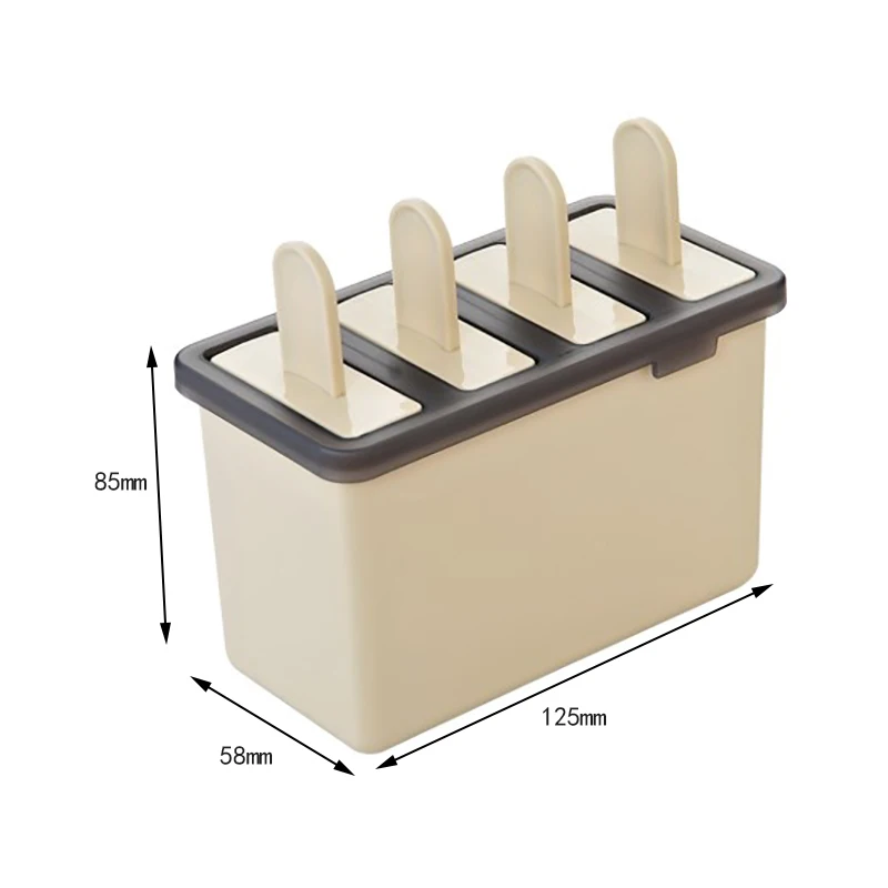 beige 4 ячейки DIY Popsicle классическая форма для изготовления мороженого поднос производитель летнее охлаждение PP кубик льда леденец плесень кухонные инструменты для мороженого - Цвет: beige