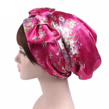 

MeterMall Silk Satin Bonnet Salon Long Tail Wide Night Hair Hat for Natural Curly Hair Night Sleep Cap Braids Head Cover Wrap