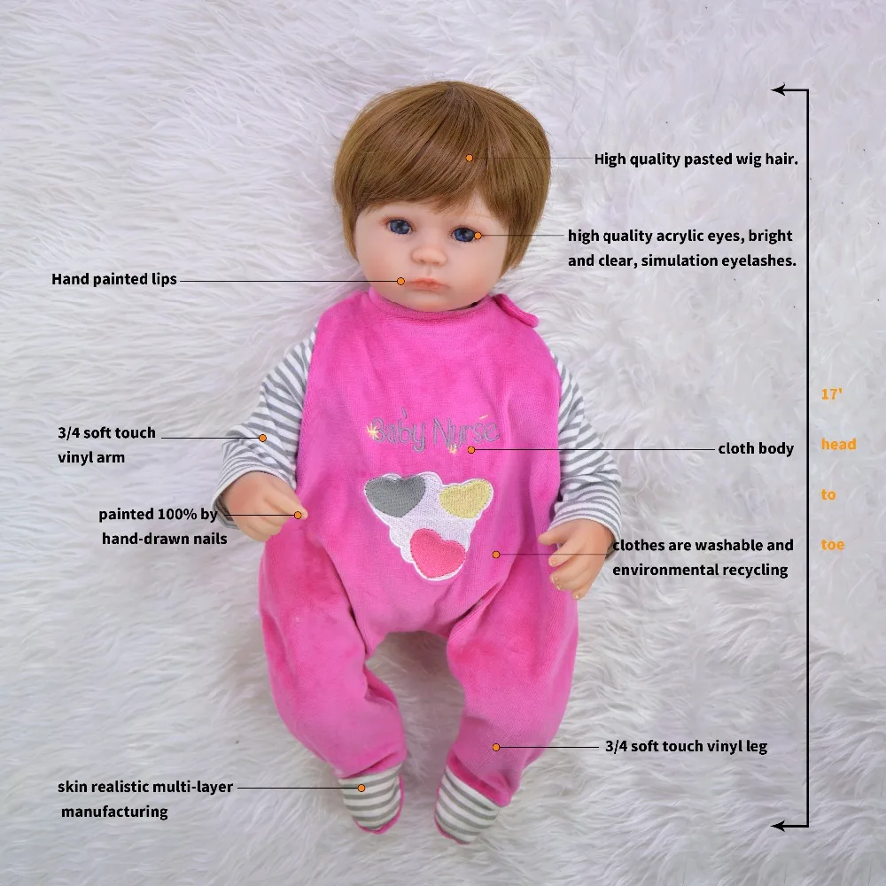 Горячая Распродажа Bebe reborn силиконовые детские куклы игрушки 1" 43 см новорожденный живой ребенок подарок куклы