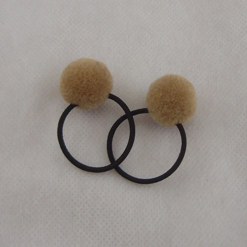 Lt brown hair tie 10 шт. 2,0 см Кашемир мех шарик-помпон эластичные резинки для волос для детей Детские конский хвост держатели для волос веревки с бархатным шариком - Цвет: Lt brown hair tie